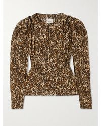 Isabel Marant - Zarga Pleated Leopard-Print Silk-Blend Blouse - Lyst