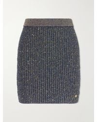 Balmain - Embroidered Tweed Mini Skirt - Lyst