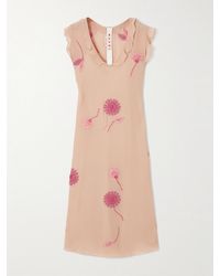 Marni - Midikleid Aus Seide Mit Bestickten Und Verzierten Applikationen - Lyst