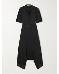 Stella McCartney - Asymmetrisches Midikleid Aus Crêpe De Chine Aus Seide Mit Bindegürtel - Lyst