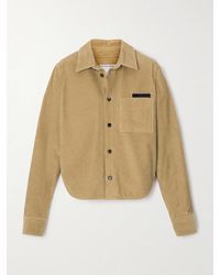 Bottega Veneta - Hemd Aus Baumwollcord Mit Lederbesatz - Lyst