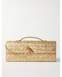 Bottega Veneta - Pochette En Cuir Métallisé Intrecciato Long Andiamo - Lyst