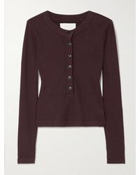 Citizens of Humanity - Varra Ribbed Stretch Cotton And Lyocell-Blend Henley Top - Lyst