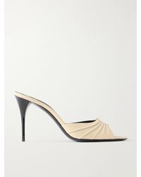 Saint Laurent - Babylone Embellished Gathered Patent-Leather Mules - Lyst