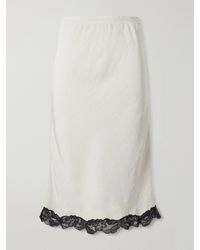 Maria McManus - Lace-Trimmed Satin Midi Skirt - Lyst