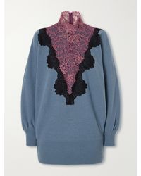 Valentino Garavani - Lace-Trimmed Wool Sweater - Lyst