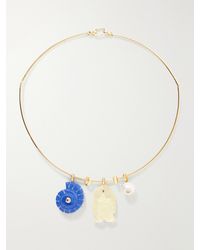 Joolz by Martha Calvo - Aurelia Lapis Lazuli, Citrine And Freshwater Pearl-Toned Necklace - Lyst