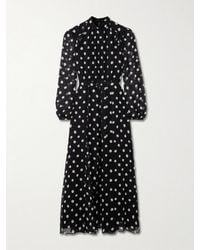 Saloni - Jacqui-B Polka-Dot Silk Crepe De Chine Maxi Dress - Lyst