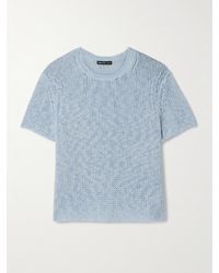 James Perse - T-Shirt Aus Lochstrick Aus Einer Baumwoll-Leinenmischung - Lyst