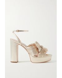 Loeffler Randall - Natalia Bow-embellished Plissé-lamé Platform Sandals - Lyst