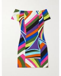 Emilio Pucci - Off-The-Shoulder Printed Stretch-Jersey Mini Dress - Lyst
