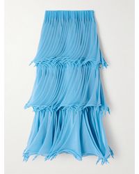 Alaïa - Tiered Pleated Knitted Midi Skirt - Lyst