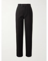 Bottega Veneta - Pleated Cotton-Blend Crepe Straight-Leg Pants - Lyst