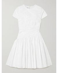 Abadia - Paloma Gathered Cotton-Blend Poplin Mini Dress - Lyst