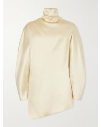 KHAITE - Harlow Draped Asymmetrical Satin Turtleneck Top - Lyst
