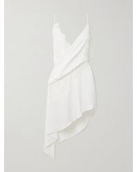 Alex Perry - Wrap-Effect Lace-Trimmed Draped Satin-Crepe Dress - Lyst