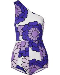 Dodo Bar Or Maillot De Bain Asymétrique À Imprimé Fleuri - Violet