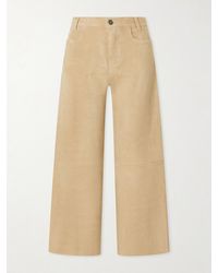 Stouls - Lilou Cropped Suede Wide-Leg Pants - Lyst