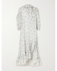 Maison Mayle - Batacalla Scarf-Detailed Ruffled Floral-Print Silk-Crepe De Chine Midi Dress - Lyst