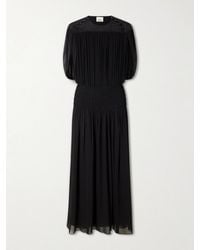Isabel Marant - Nesrine Bead-Embellished Pleated Smocked Silk Maxi Dress - Lyst