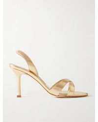 Manolo Blahnik - Callasli 90 Metallic Leather Slingback Sandals - Lyst
