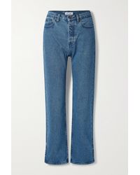Still Here Diner Cropped High-rise Straight-leg Jeans - Blue