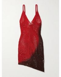 The Attico - Asymmetric Ombré Open-Knit Cotton Mini Dress - Lyst