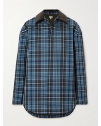 Loewe - Veste En Laine Mélangée Rembourrée À Carreaux Et À Finitions En Velours De Coton Côtelé - Lyst