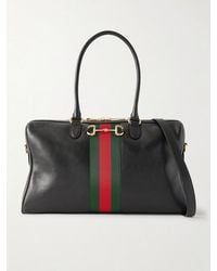 Gucci - Borsetto Large Webbing-Trimmed Textured-Leather Shoulder Bag - Lyst