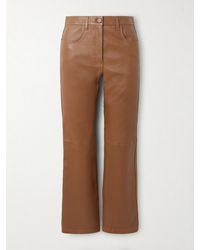 JOSEPH - Duke Cropped Leather Flared Pants - Lyst