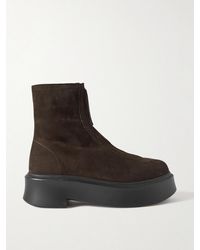 The Row - Suede Platform Ankle Boots - Lyst