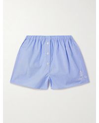 Sporty & Rich - Vendome Embroidered Pinstriped Cotton-Poplin Shorts - Lyst
