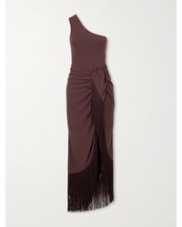‎Taller Marmo - Rhodes One-Shoulder Swimsuit And Fringed Pareo Set - Lyst