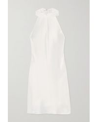 Galvan London Satin Halterneck Mini Dress - White