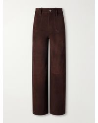 FRAME - Le Slim Palazzo Modernist Pocket Suede High-Rise Wide-Leg Pants - Lyst