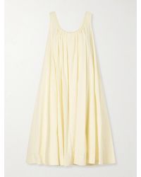 Brandon Maxwell - The Lennox Pleated Stretch-Cotton Poplin Midi Dress - Lyst