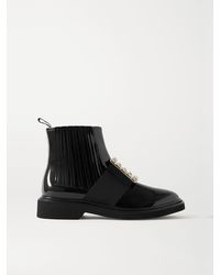 Roger Vivier - Viv Ranger Crystal-Embellished Patent-Leather Chelsea Boots - Lyst