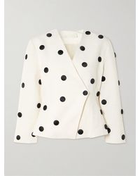 D'Estree - Aloise Embellished Polka-Dot Cotton-Blend Faille Blazer - Lyst