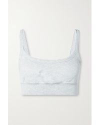 T By Alexander Wang Embroidered Cotton-jersey Bra Top - Grey