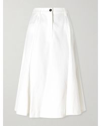 Brunello Cucinelli - Cotton-Blend Twill Midi Skirt - Lyst
