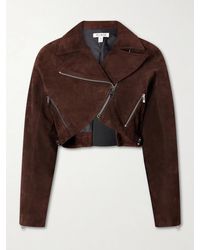 Alaïa - Cropped Suede Biker Jacket - Lyst