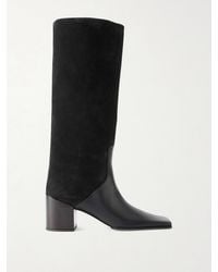 Alaïa - Textured-Leather And Suede Knee Boots - Lyst