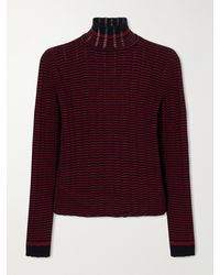 Proenza Schouler - Stina Striped Ribbed Wool And Cotton-Blend Turtleneck Sweater - Lyst