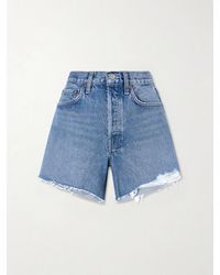 Agolde - Parker Long Distressed Denim Shorts - Lyst