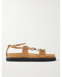 Loewe - Paula's Ibiza Pebble Beads Fussbett Suede Sandals - Lyst