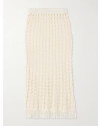 Calle Del Mar - Fringed Crocheted Midi Skirt - Lyst