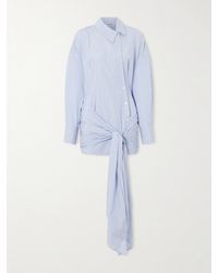 The Attico - Mini-Robe En Popeline De Coton À Rayures Et À Liens - Lyst