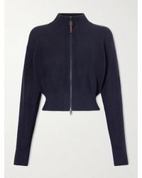 Brunello Cucinelli - Embellished Cotton-Blend Zip-Up Cardigan - Lyst
