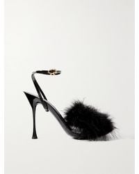 Gianvito Rossi - Spice Plume 95 Sandalen Aus Lackleder Mit Federn - Lyst