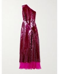 Stella McCartney - One-Shoulder Chiffon-Trimmed Sequined Tulle Gown - Lyst